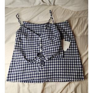 B. Darlin Navy and White Gingham Tank/Skirt Two Piece Set